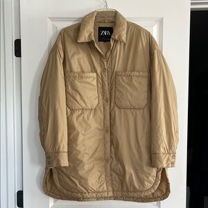 Zara Beige Quilted Overshirt